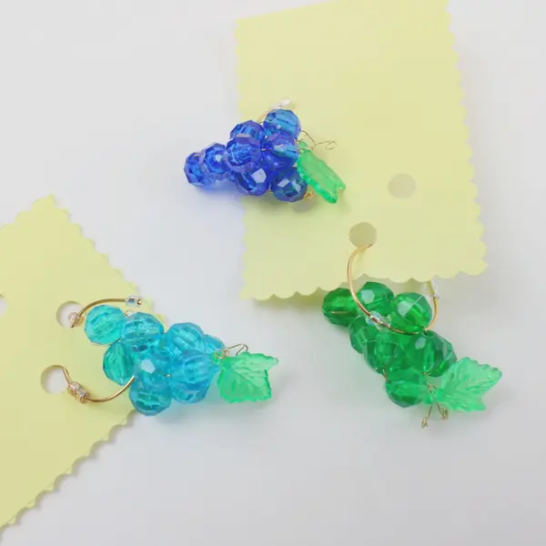 Lot of 10 Handmade Beaded Grape Cluster Jewelry Assorted Colors