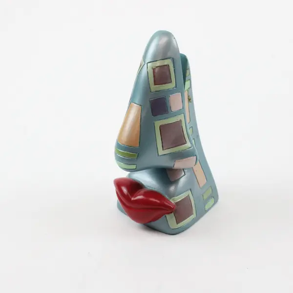 Picasso's Nose Ceramic Novelty Nose Holder Figurine Colorful Abstract Face Decor
