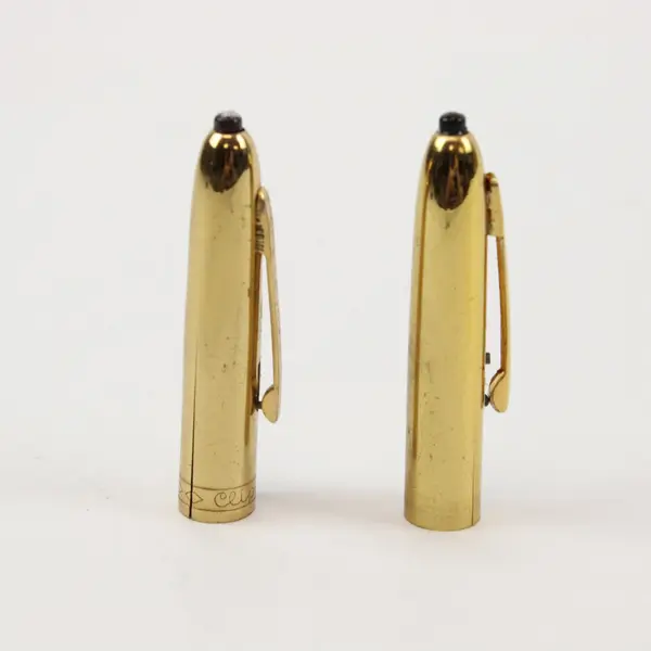 Lot of 2 Vintage Gold-Tone Fountain Pen Caps, One Marlowe, Parts Repair