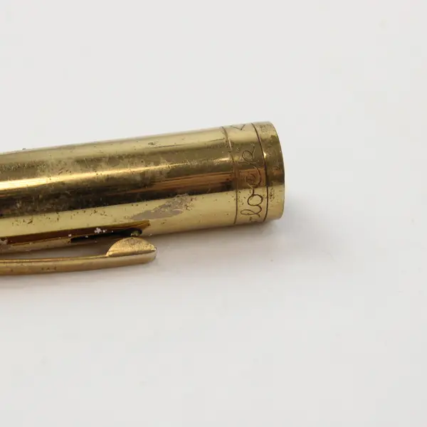 Lot of 2 Vintage Gold-Tone Fountain Pen Caps, One Marlowe, Parts Repair