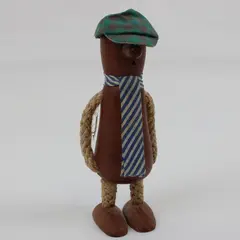 Kaster Karl/Andy Capp Style Vintage Danish Teak Wood Rope Figurine