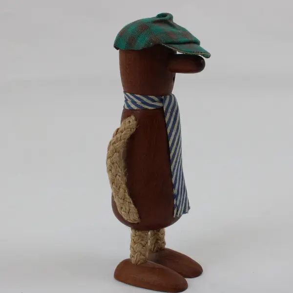 Kaster Karl/Andy Capp Style Vintage Danish Teak Wood Rope Figurine