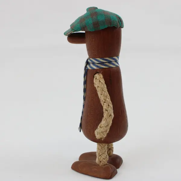 Kaster Karl/Andy Capp Style Vintage Danish Teak Wood Rope Figurine