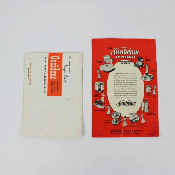 Lot of 2 Vintage Recipe Booklets: Occident and Sunbeam 