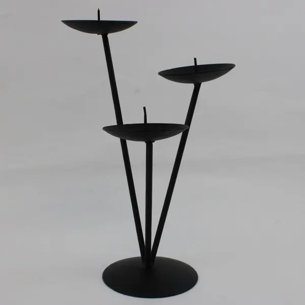 Black Metal Tabletop Mantel Tiered 3-Candle Holder