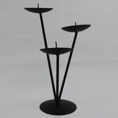 Black Metal Tabletop Mantel Tiered 3-Candle Holder