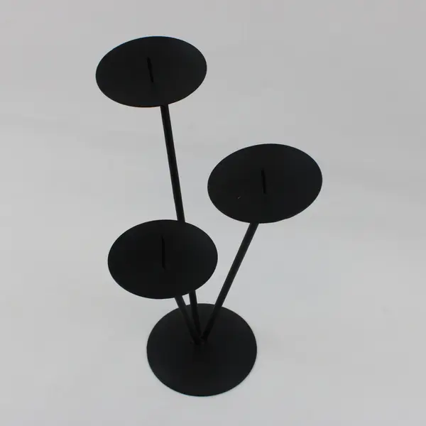 Black Metal Tabletop Mantel Tiered 3-Candle Holder