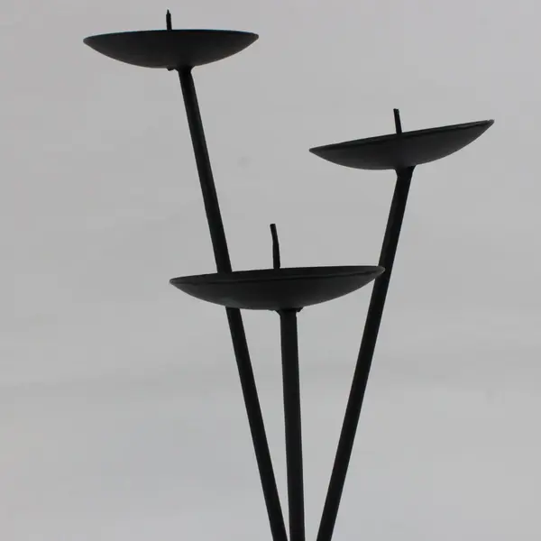 Black Metal Tabletop Mantel Tiered 3-Candle Holder