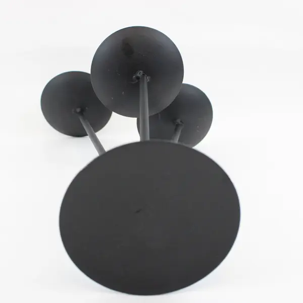 Black Metal Tabletop Mantel Tiered 3-Candle Holder
