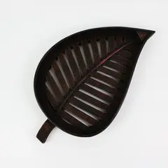 Leaf Shaped Slotted Bowl Tray Black Decorative Serving Dish