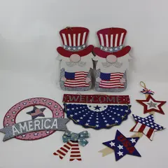 Lot of Wooden 4th of July Patriotic Decorations
