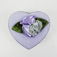 Lavender Heart Fabric Gift Box 3-Wick Candle Decorative Flower