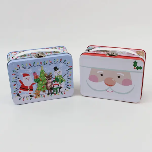 Greenbrier International Lot of 2 Small Christmas Metal Lunch Pails