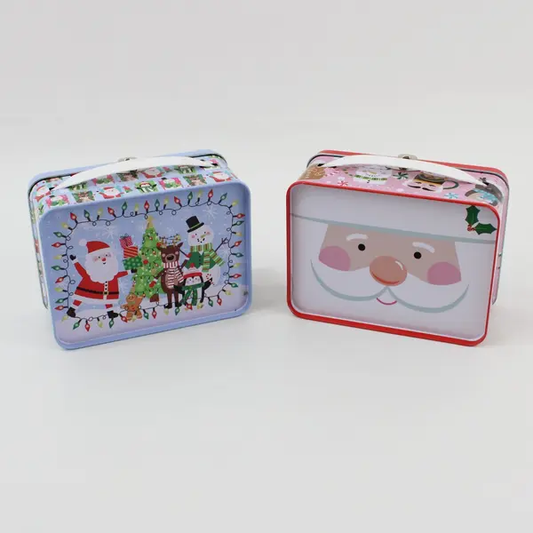 Greenbrier International Lot of 2 Small Christmas Metal Lunch Pails