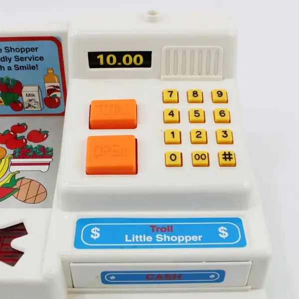 Vintage Troll Little Shopper Cash Register Pretend Play Toy Keypad