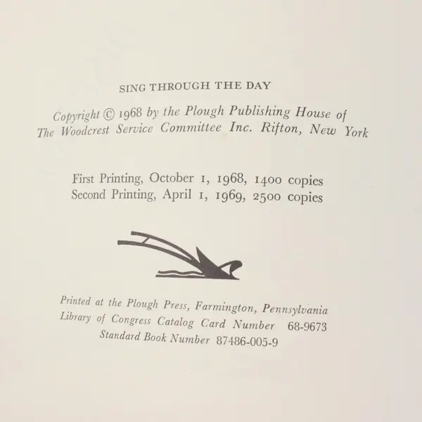 Vintage Sing Through the Day: 90 Songs for Younger Children HC Book, 1969