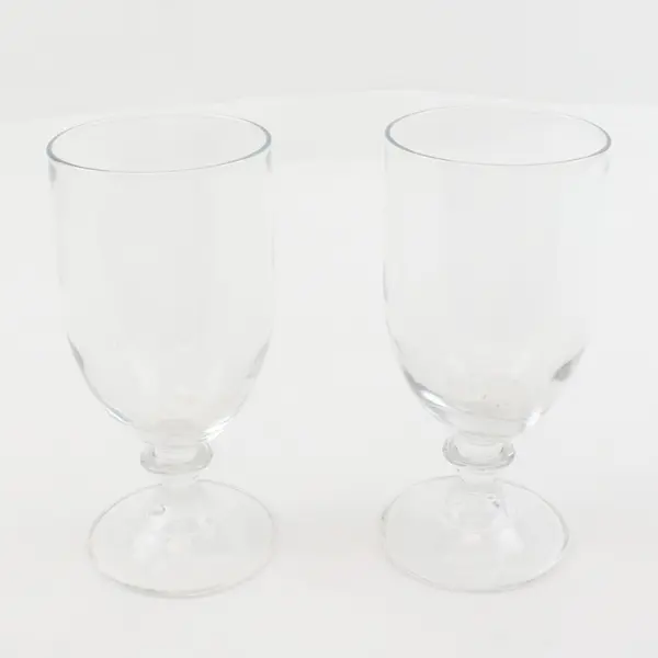 Lot of 2 MSE Clear Glass Short Stem Footed Wine Goblets 7 Inch