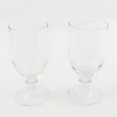 Lot of 2 MSE Clear Glass Short Stem Footed Wine Goblets 7 Inch