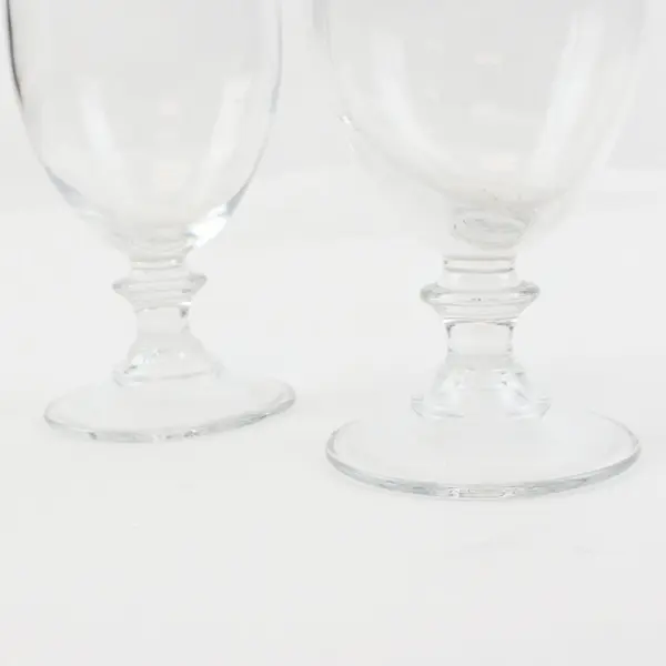 Lot of 2 MSE Clear Glass Short Stem Footed Wine Goblets 7 Inch