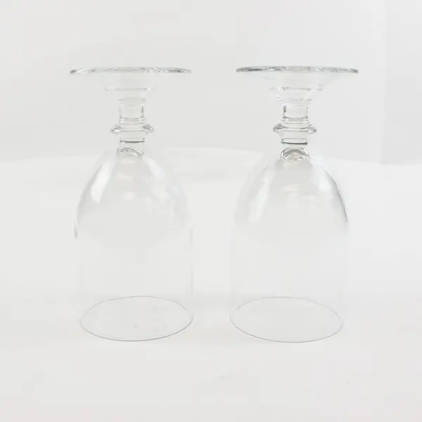 Lot of 2 MSE Clear Glass Short Stem Footed Wine Goblets 7 Inch