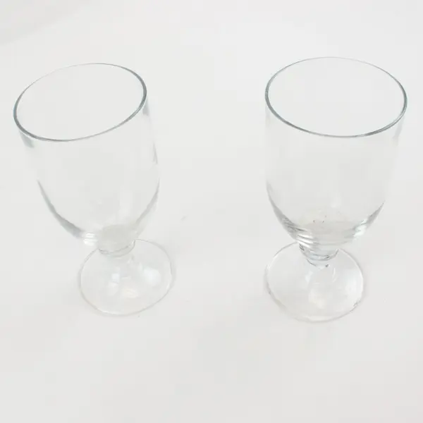 Lot of 2 MSE Clear Glass Short Stem Footed Wine Goblets 7 Inch