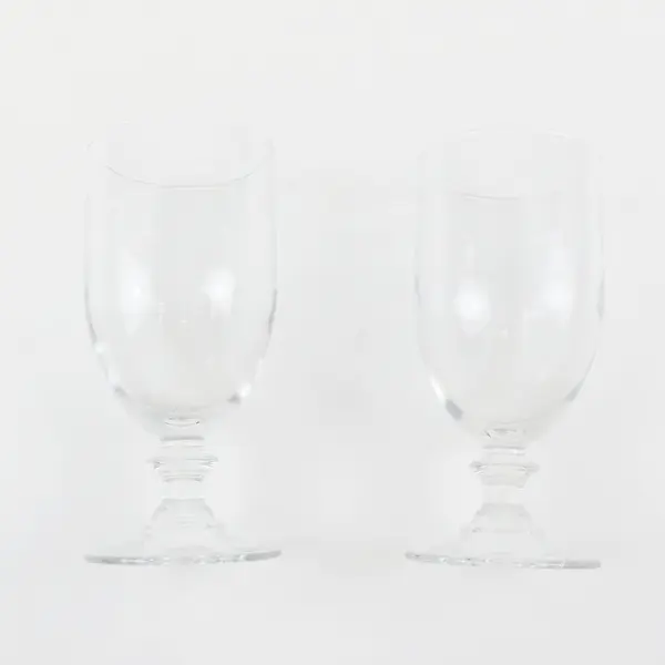 Lot of 2 MSE Clear Glass Short Stem Footed Wine Goblets 7 Inch