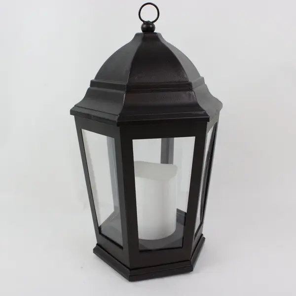 Black Metal Hanging Lantern LED Candle Holder Home Decor