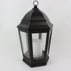 Black Metal Hanging Lantern LED Candle Holder Home Decor
