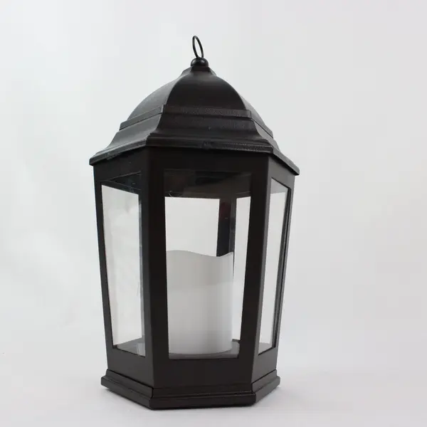 Black Metal Hanging Lantern LED Candle Holder Home Decor