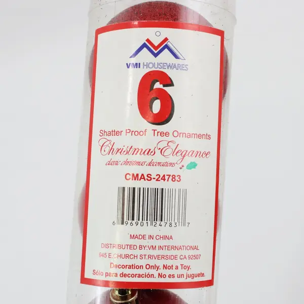 3 Packages of 6 VMI Housewares Red Ball Christmas Ornaments 18 Count  