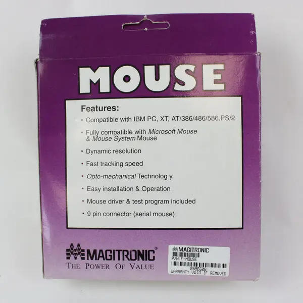 Vintage Magitronic BX-1355-708 3-Button Mechanical Computer Mouse with Box