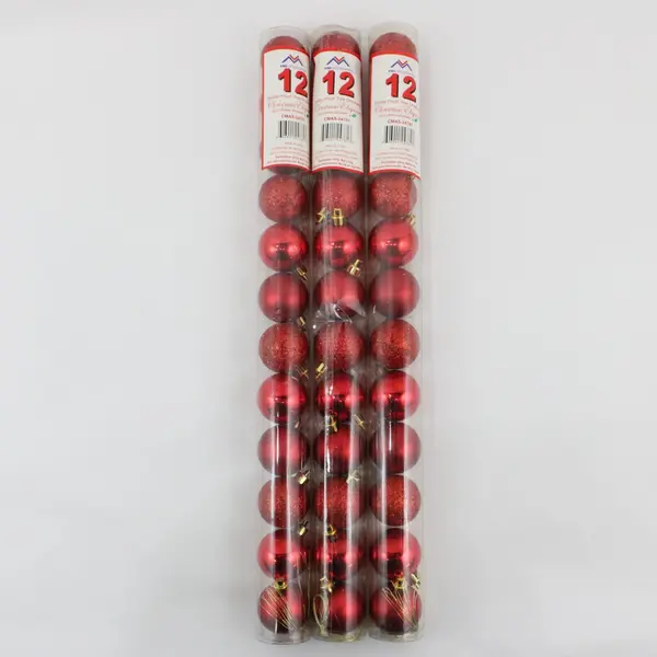 3 Packages  Of 6 VMI Housewares Red Ball Christmas Ornaments 36 Total