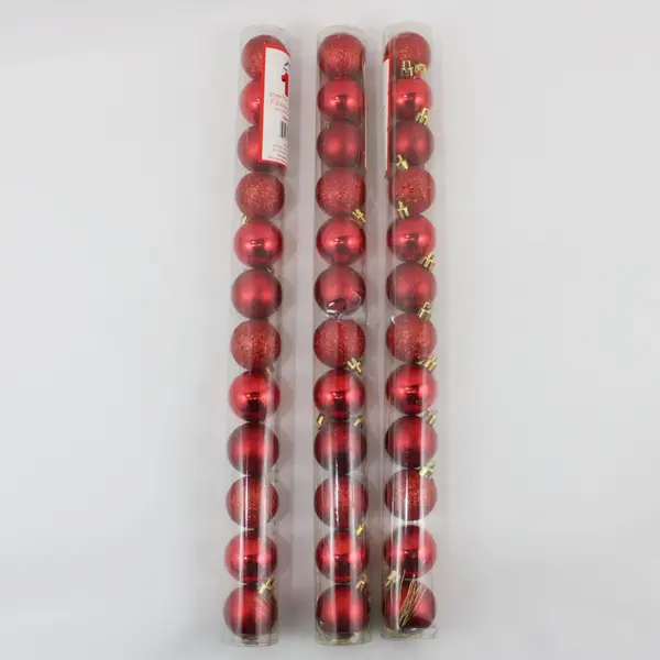 3 Packages  Of 6 VMI Housewares Red Ball Christmas Ornaments 36 Total