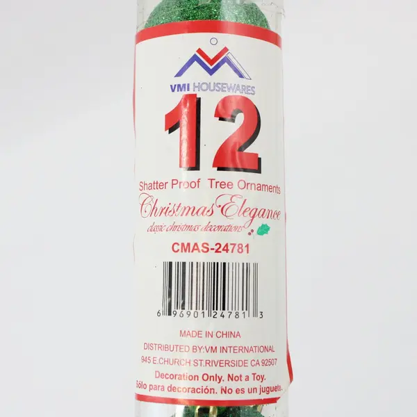 VMI Housewares Green Shatterproof Ball Ornaments 2 Packs of 12