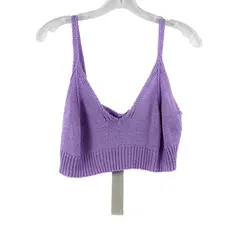 Antonello Serio Women's Light Purple Knitted V-Neck Crop Top M/L