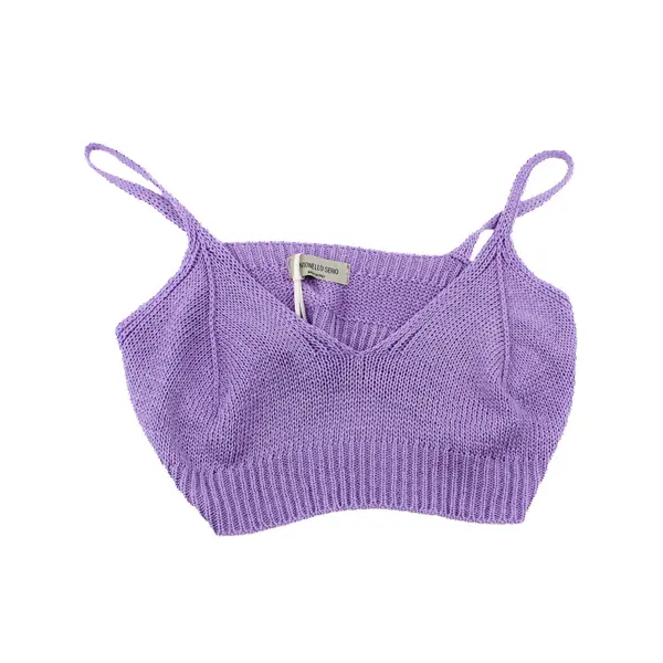 Antonello Serio Women's Light Purple Knitted V-Neck Crop Top M/L
