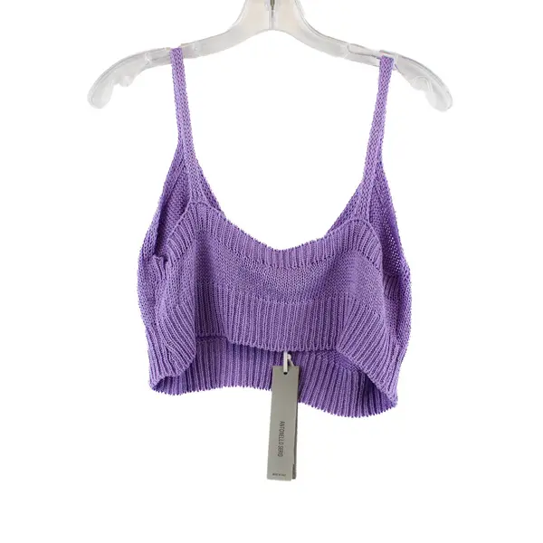 Antonello Serio Women's Light Purple Knitted V-Neck Crop Top M/L