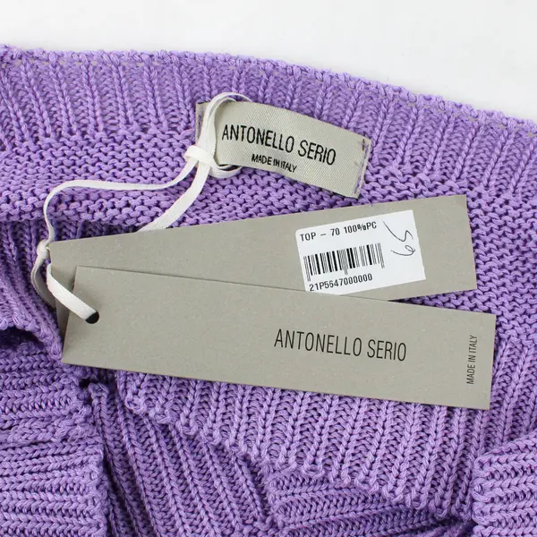 Antonello Serio Women's Light Purple Knitted V-Neck Crop Top M/L