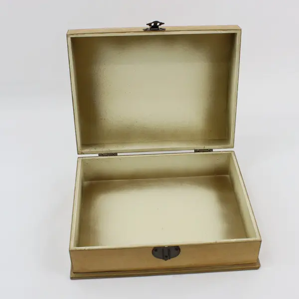 Vintage Wooden Rose Pattern  Jewelry Trinket Box Domed Hinged Lid 