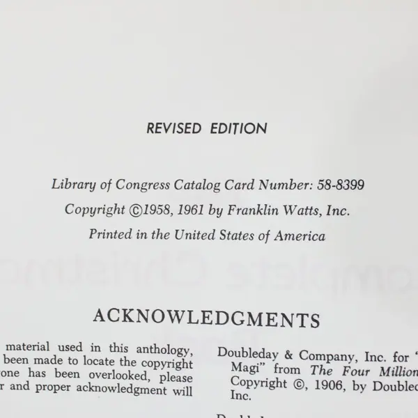 The Complete Christmas Book Edited by Franklin Watts 1961 Revised Edition HC DJ