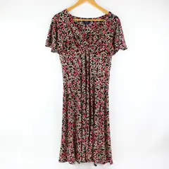 Chaps Women's Floral Dot Dress Black Brown Pink Tan Medium Knee Length