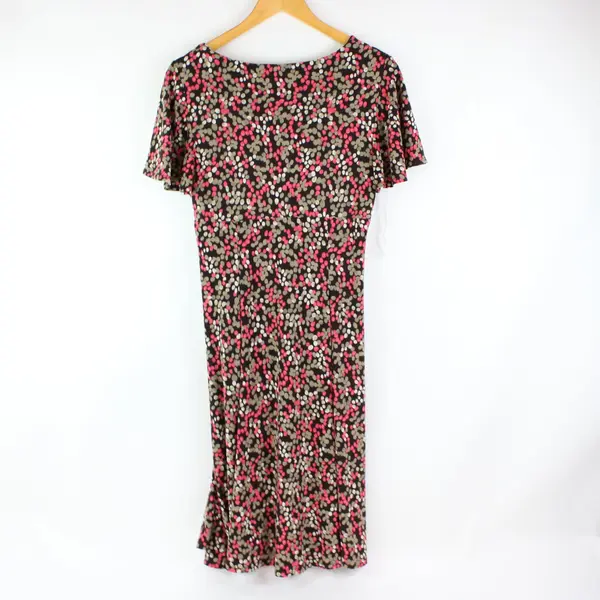Chaps Women's Floral Dot Dress Black Brown Pink Tan Medium Knee Length