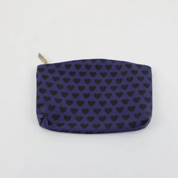 Ipsy Makeup Bag Cosmetic Pouch Dark Purple Black Heart Pattern Zip