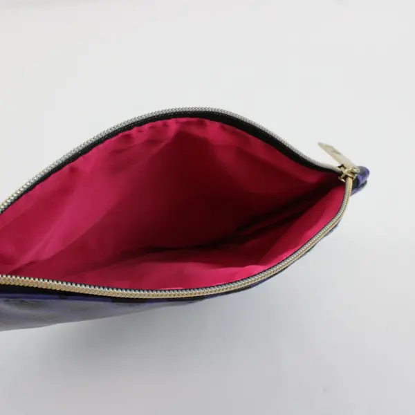Ipsy Makeup Bag Cosmetic Pouch Dark Purple Black Heart Pattern Zip