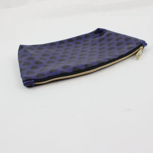 Ipsy Makeup Bag Cosmetic Pouch Dark Purple Black Heart Pattern Zip