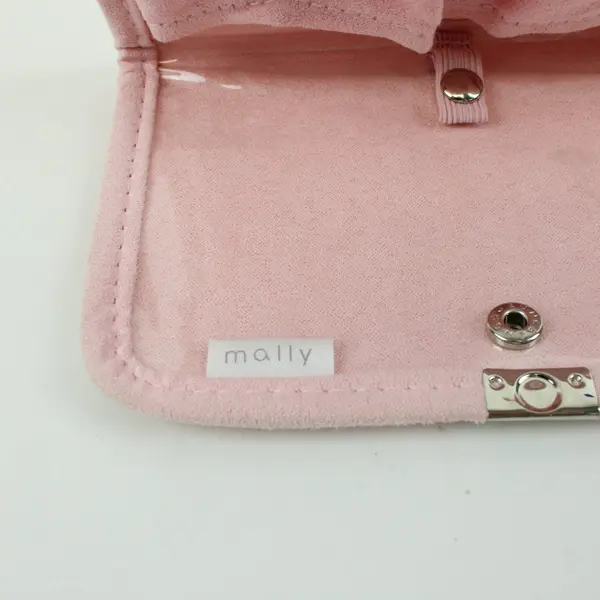 Mally Pink Faux Leather Makeup Cosmetic Organizer Case Snap Closure