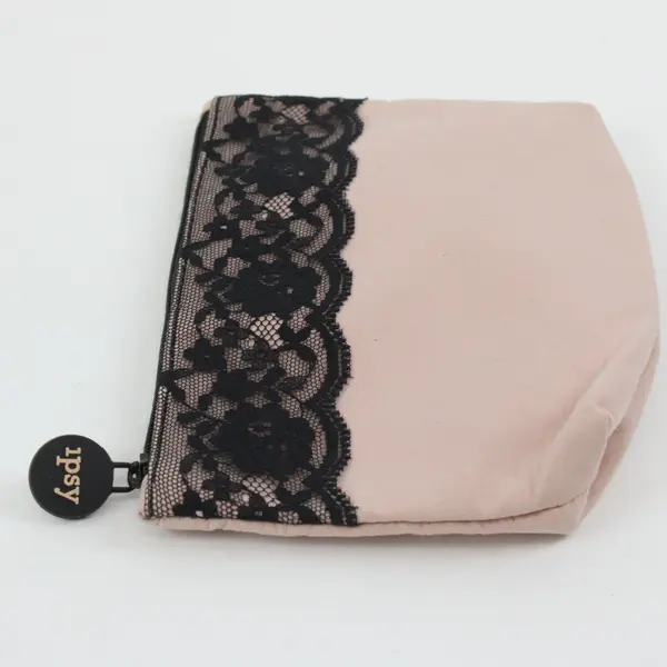 Ipsy Glam Bag February 2018 Cream Black Lace Cosmetic Makeup Pouch