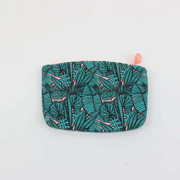 Ipsy Glam Bag Makeup Cosmetic Pouch Only Teal Tropical Leaf
