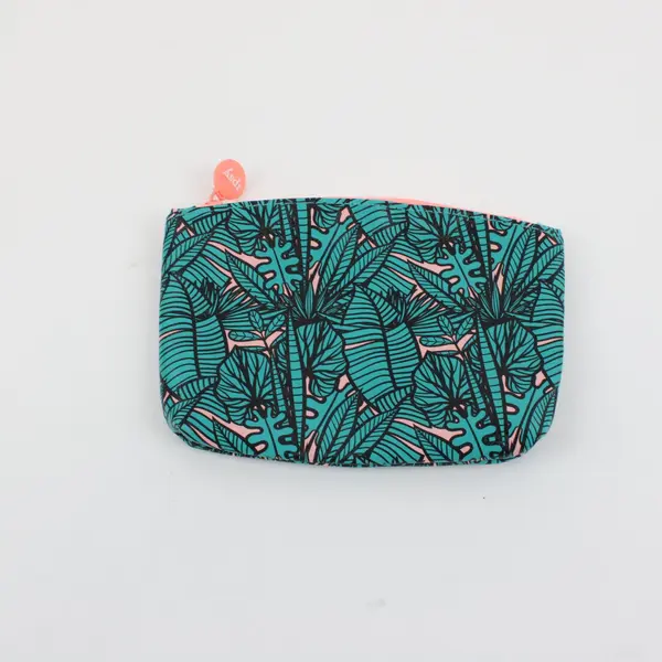Ipsy Glam Bag Makeup Cosmetic Pouch Only Teal Tropical Leaf