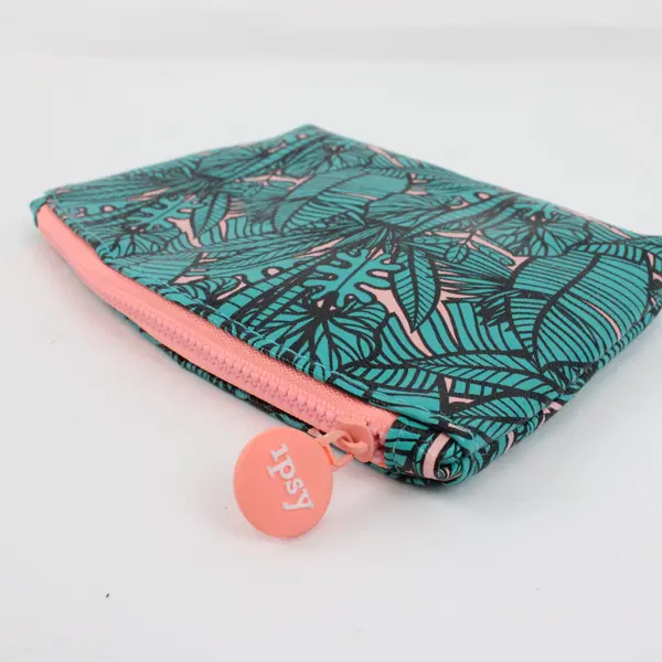 Ipsy Glam Bag Makeup Cosmetic Pouch Only Teal Tropical Leaf